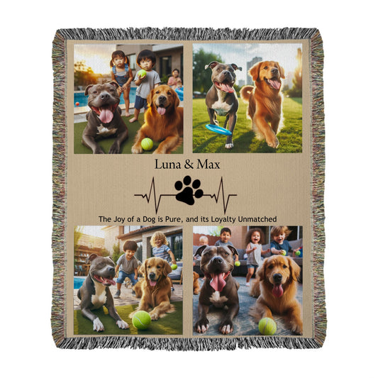 Pet Paw Custom Photo - Heirloom Photo Woven Blanket (Portrait)