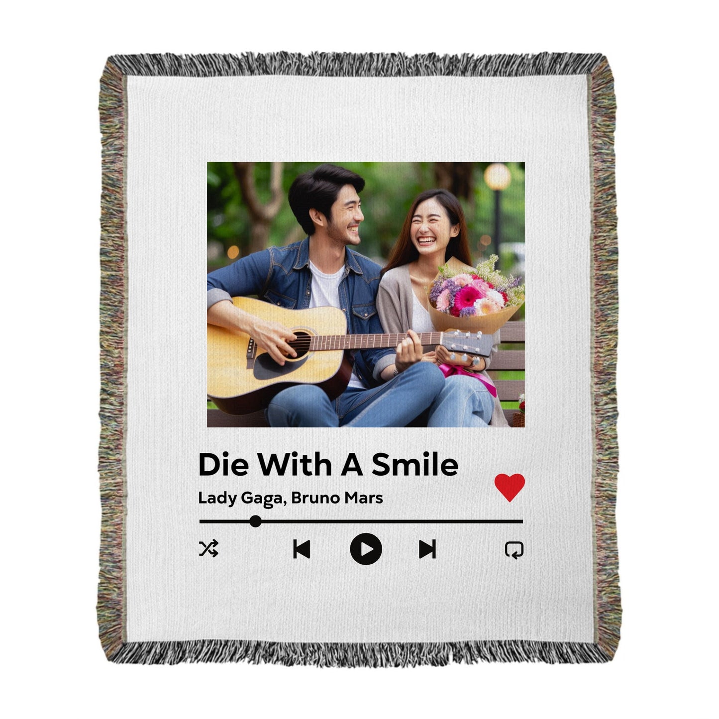 Music Player Heirloom Photo Woven Blanket (Portrait)